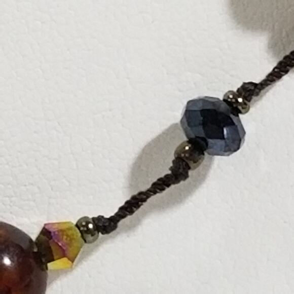 Premier brown beaded necklace signed 15'' 1.1702 - Picture 7 of 13